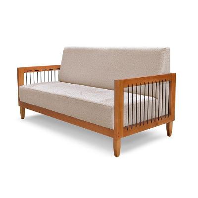 Sofá Daia Namoradeira 2 Lugares 160cm Bege Linho Rústico Areia Sheep