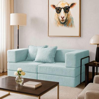Sofá Cama Mold 2 Lugares Retrátil 190cm Azul Claro Boucle Sheep