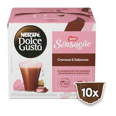 Cápsulas Nescafé Dolce Gusto Sensação Morango com Chocolate 10 Unidades Marrom