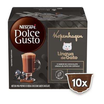 Cápsulas de Bebida Chococcino Língua de Gato Kopenhagen Nescafé Dolce Gusto 10 Unidades
