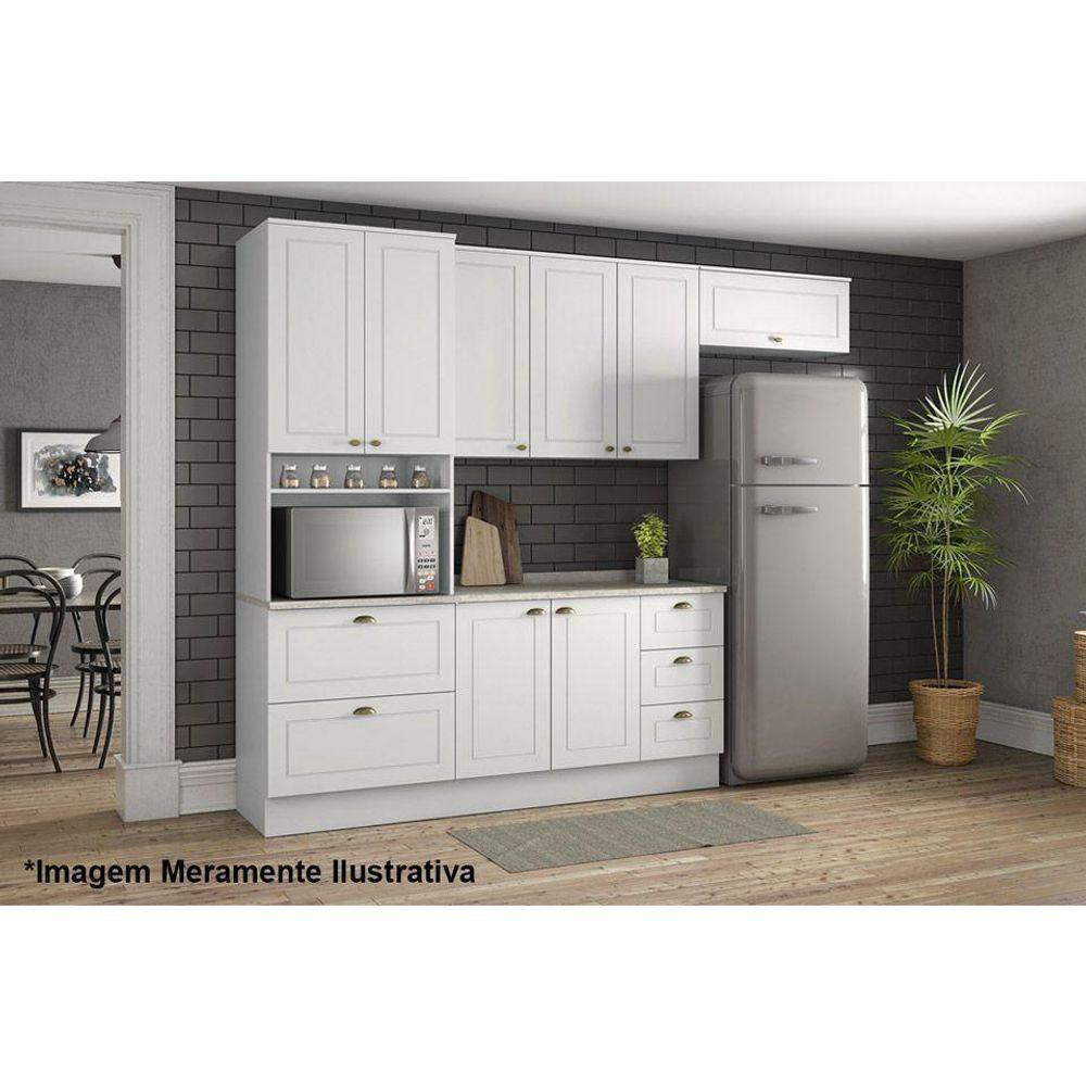 Balcão de Cozinha  Americana 2 Portas e 3 Gavetas p/ Pia 120cm S/tampo Branco - Henn - 3