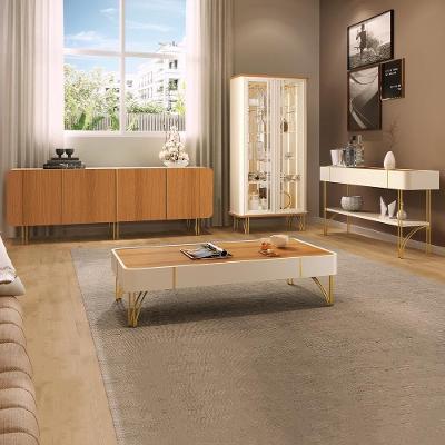 Conjunto de Móveis Texas Virginia Rennes 4 Portas 3 Prateleiras MDF e MDP Off White Cinamomo Gran