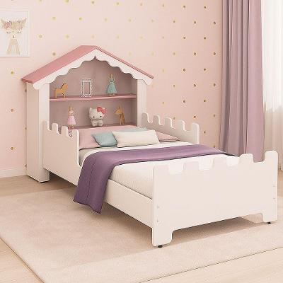 Cama Juvenil Infantil Magia com Colchão Casinha Nichos MDF Branco Infantile Móveis