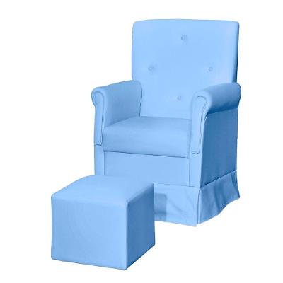 Poltrona de Amamentação Aurora com Puff Balanço Revestimento Corino Azul Loja Sheep