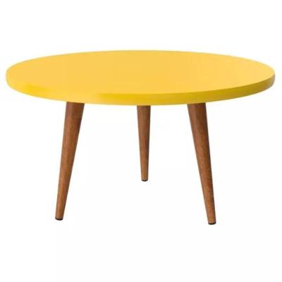 Mesa de Centro Leggs Bellagio Redonda MDF Madeira 67cm Amarelo Patrimar Móveis