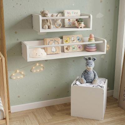 Kit 2 Nichos de Parede e Baú Organizador Infantil MDF 37cm Branco Infantile Móveis