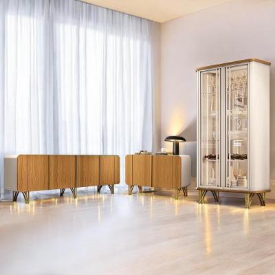 Conjunto Cristaleira e Buffets Texas Virginia Bambino G26 8 Portas MDF e MDP 220cm Off White