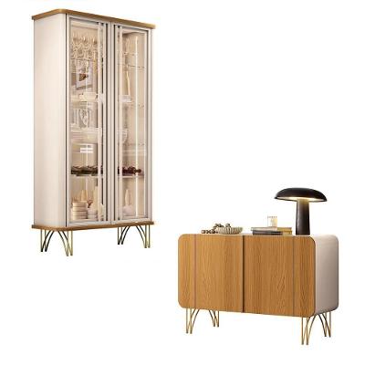 Conjunto Cristaleira e Buffet Évora Benvenuto 4 Portas 3 Prateleiras MDF e MDP 90cm Off White