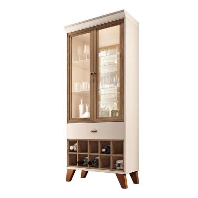 Cristaleira Bar e Adega Andorra G26 2 Portas 2 Prateleiras MDP e MDF Off White-castanho Gran Belo