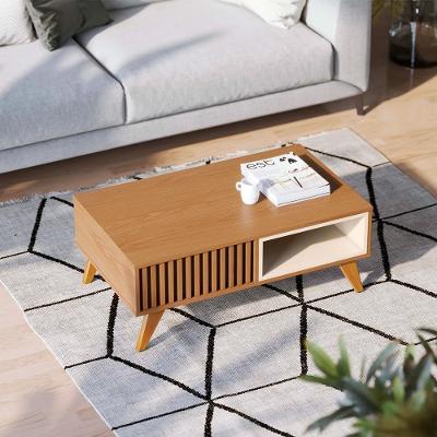 Mesa de Centro Vera G73 Retangular MDF Madeira 91cm Freijó-off White Gran Belo