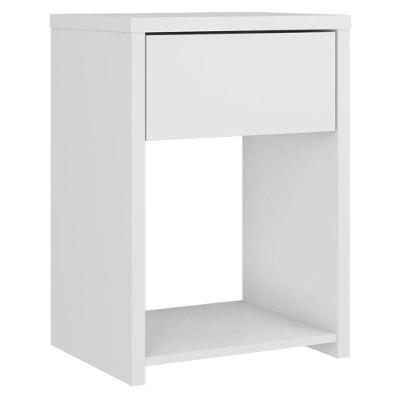 Mesa de Cabeceira Triunfo 1 Gaveta Moderno Branco Absoluto Semi Fosco Zanzini Móveis