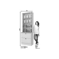 Cristaleira De Cozinha Americana C/ 2 Portas (2 C/vidro) C/ 2 Gavetas 71,5cm Branco - Henn