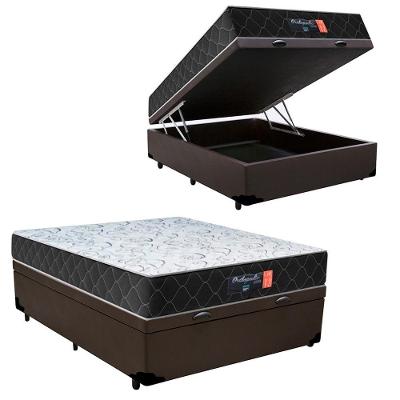Cama Box Baú Casal Comfort Semi Ortopédica Espuma D33 Extra Firme Marrom