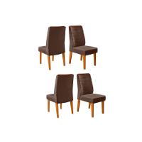 Cadeira Sala de Jantar Ondina Kit 4 Un Freijó/Veludo Moca - DJ Móveis - 1