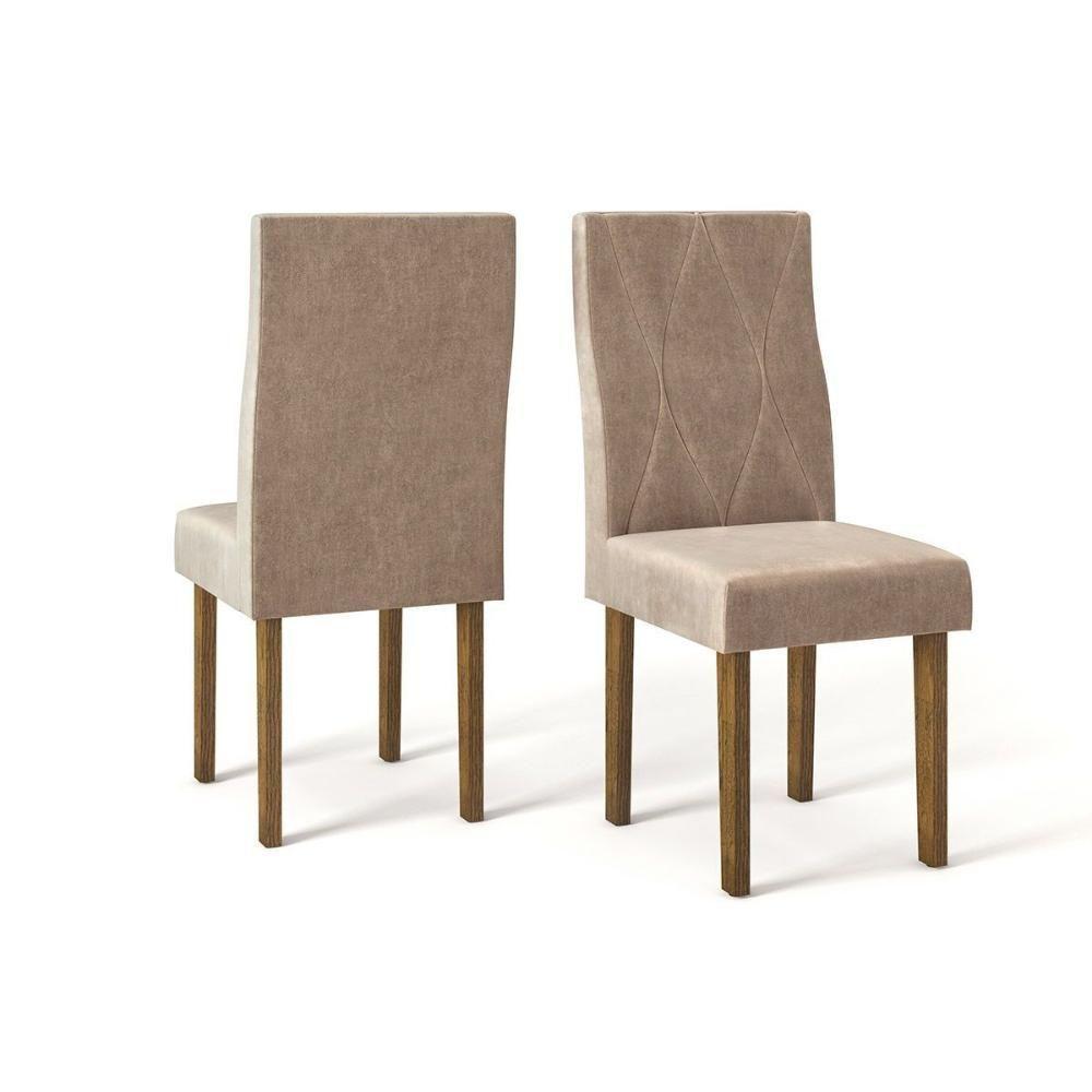 Cadeira Sala de Jantar New Ágata Kit 2 Un Demolição/Veludo Kraft - DJ Móveis - 1