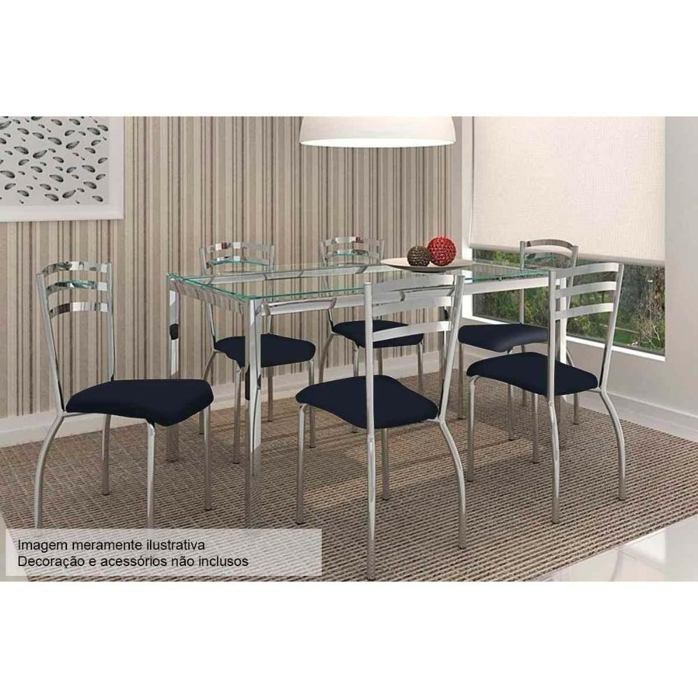 Mesa de Sala Jantar Reno M001 + Tampo Vidro 150x80cm Cromado - Kappesberg - 2