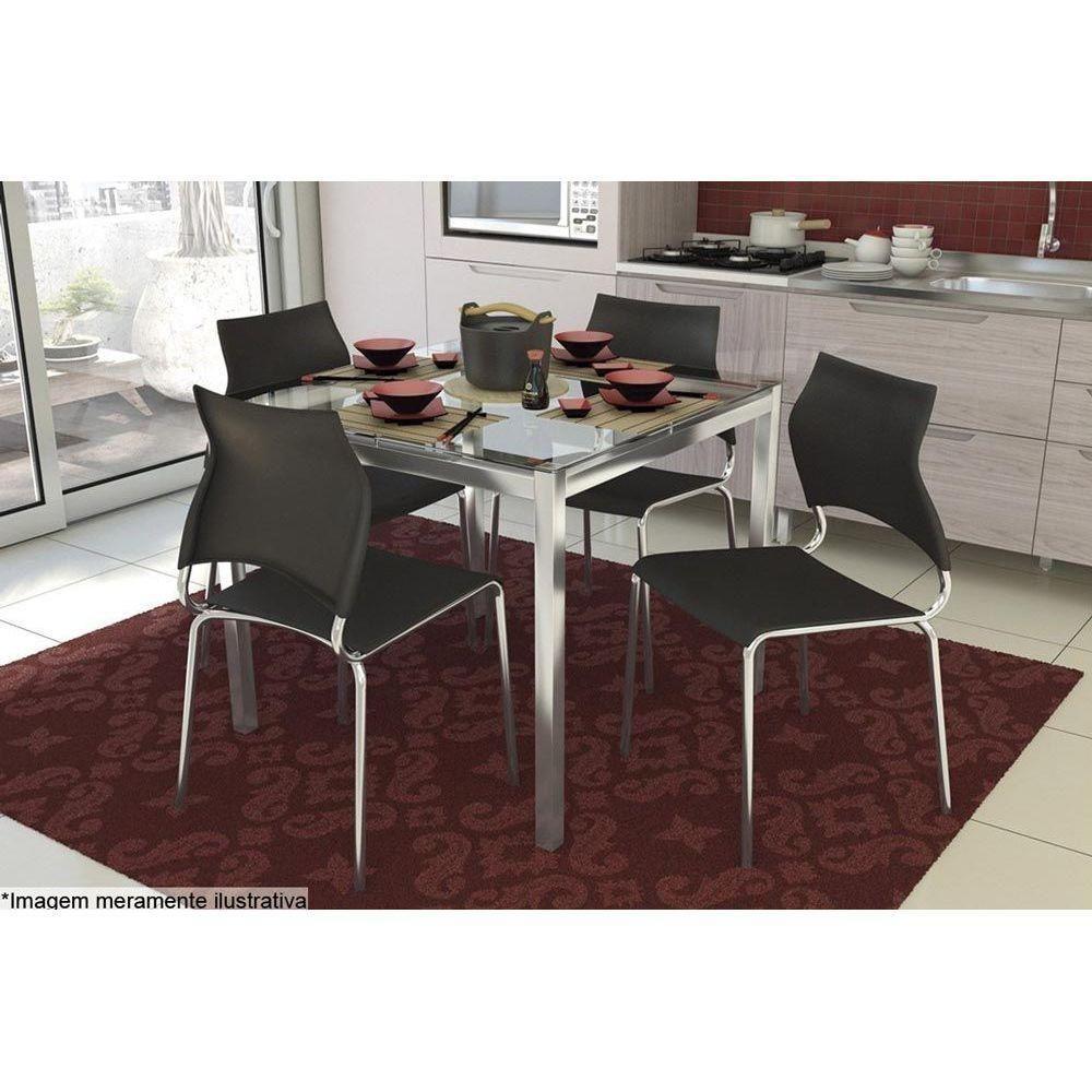 Mesa de Sala Jantar Reno M002 + Tampo Vidro 90X90cm Cromado - Kappesberg - 2