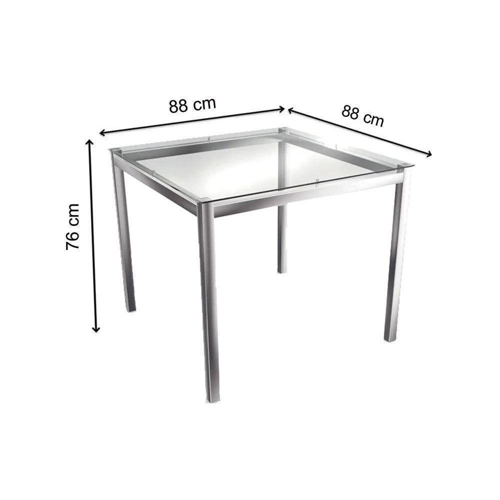 Mesa de Sala Jantar Reno M002 + Tampo Vidro 90X90cm Cromado - Kappesberg - 3