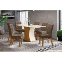 Mesa de Sala Jantar Luiza SC14 + Tampo Madeirado Vidro Reto 160x90cm Nature/Off White - Henn - 2