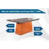 Mesa de Sala Jantar Luna + Tampo Madeirado Vidro Reto 180x90cm Grafite/Imbuia - Rufato - 2