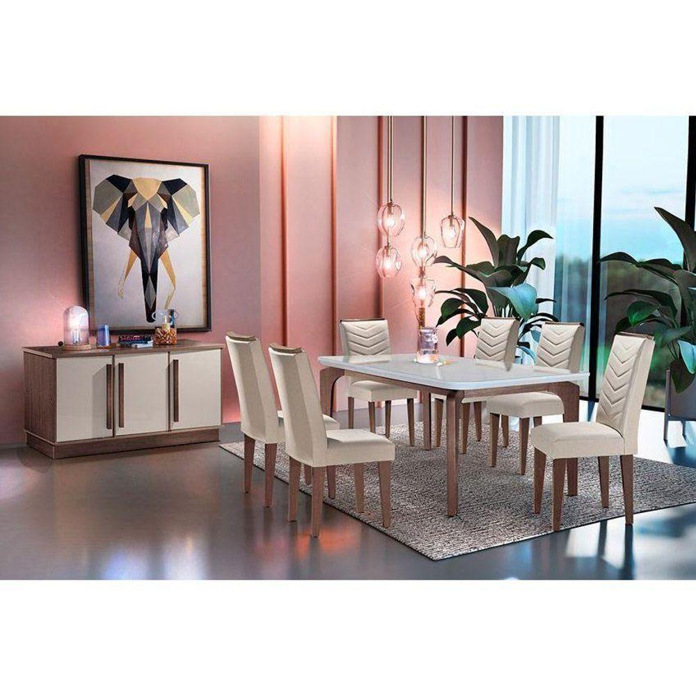 Mesa De Sala Jantar Londrina + Tampo Madeirado Vidro 180x90cm Imbuia - Rufato - 2