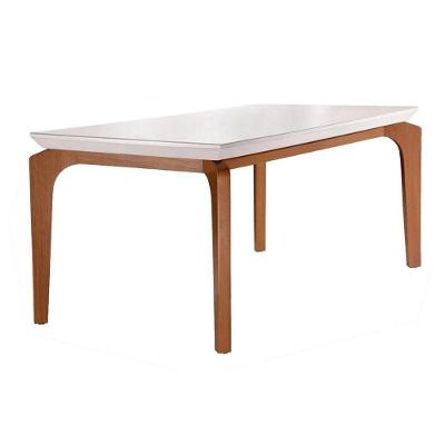 Mesa De Sala Jantar Londrina + Tampo Madeirado Vidro 180x90cm Imbuia - Rufato
