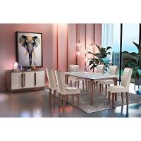 Mesa De Sala Jantar Londrina + Tampo Madeirado Vidro 180x90cm Imbuia - Rufato - 2