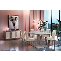 Mesa de Sala Jantar Londrina + Tampo Madeirado Vidro Reto 120x80cm Imbuia/Off White - Rufato - 3