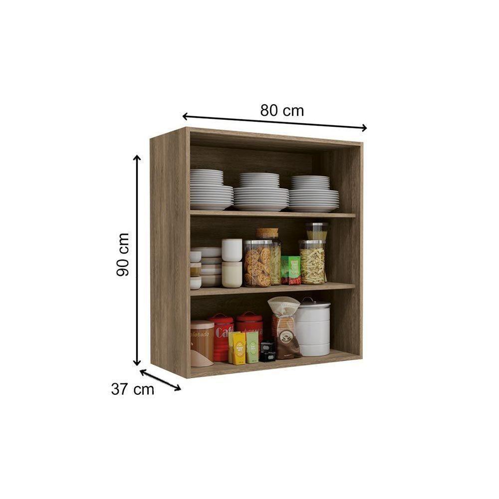 Armário Aéreo Cozinha Modulado  Maxxi G765 2 Portas c/ Vidro Nogal - Kappesberg - 4
