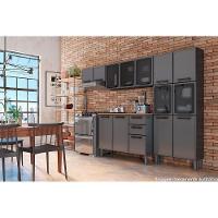 Armário Aéreo Cozinha Modulado  Estilo 7009 3 Portas c/ Vidro Cinza/Grafite - Bertolini - 3
