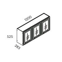 Armário Aéreo Cozinha Modulado  Estilo 7009 3 Portas c/ Vidro Cinza/Grafite - Bertolini - 4