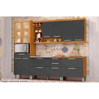 Armário Aéreo Cozinha Modulado  Burguesa Premium c/ 2 Portas Freijo/Grafite - Nesher - 3