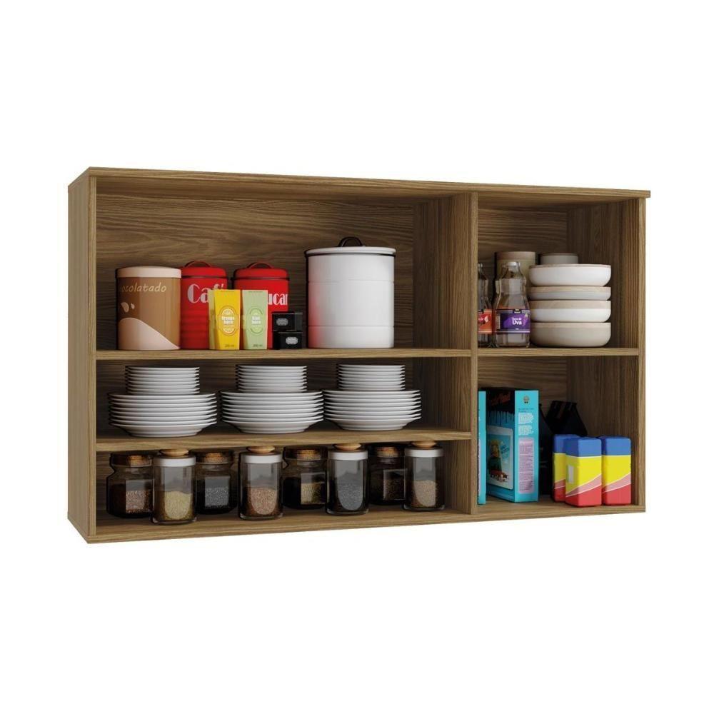 Armário Aéreo Cozinha Modulado Botanic M635 2 Portas c/ Tela Nogueira - Kappesberg - 3