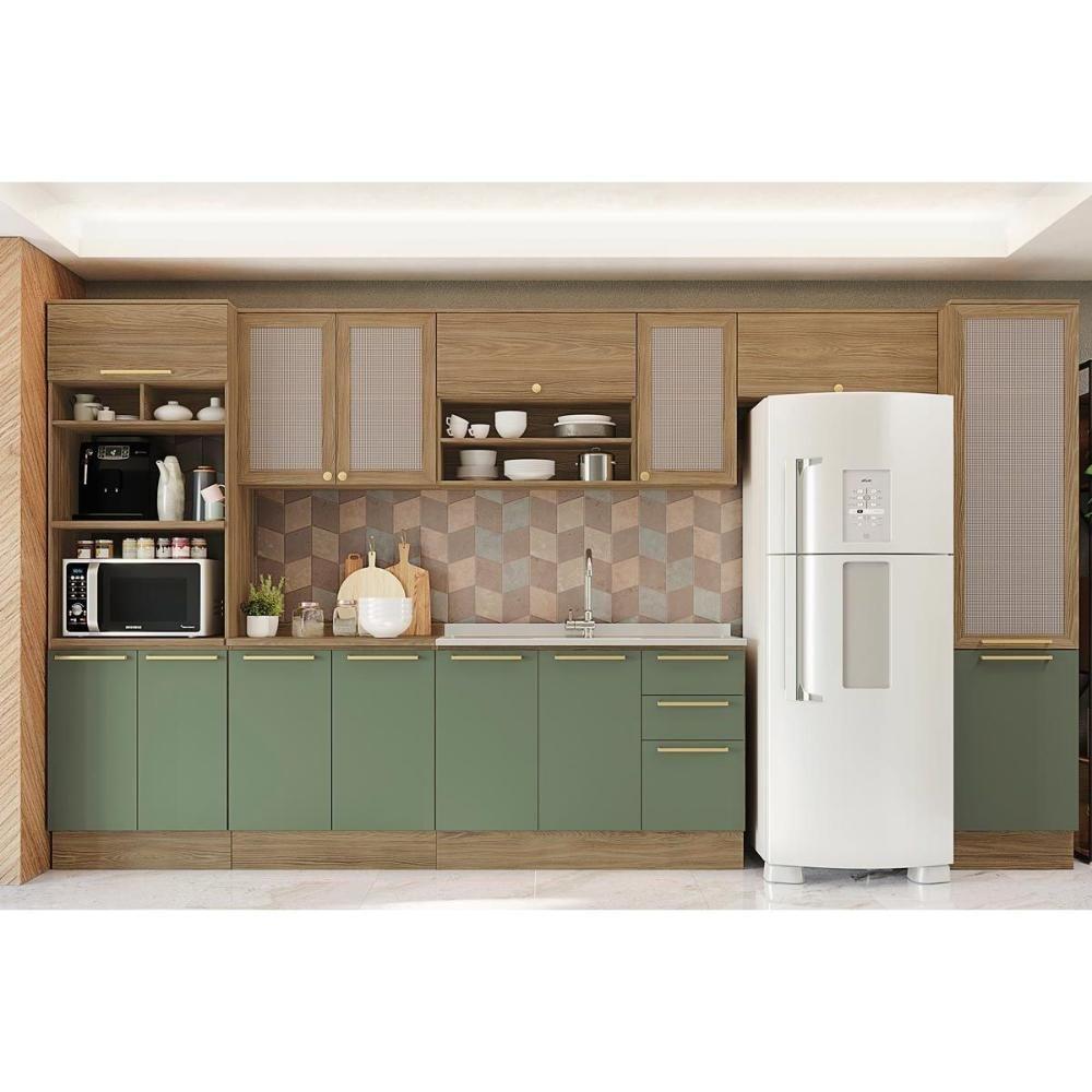 Armário Aéreo Cozinha Modulado Botanic M635 2 Portas c/ Tela Nogueira - Kappesberg - 4