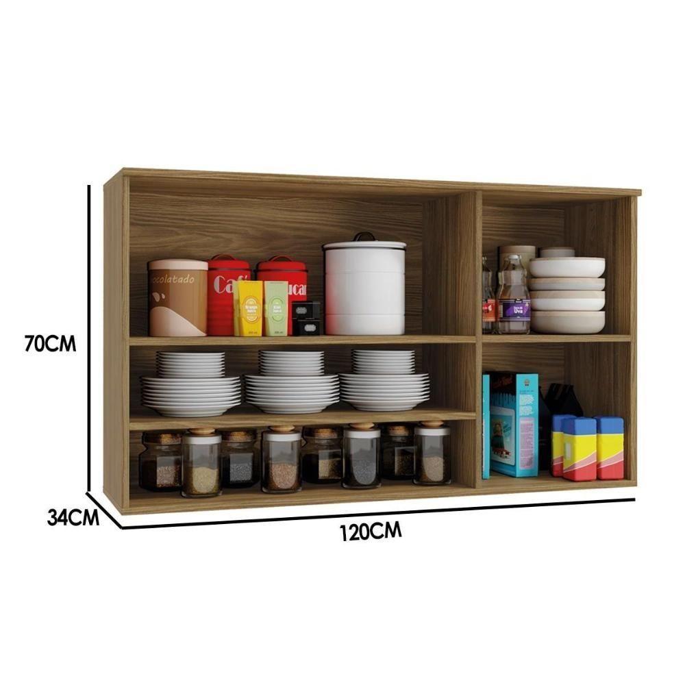 Armário Aéreo Cozinha Modulado Botanic M635 2 Portas c/ Tela Nogueira - Kappesberg - 5