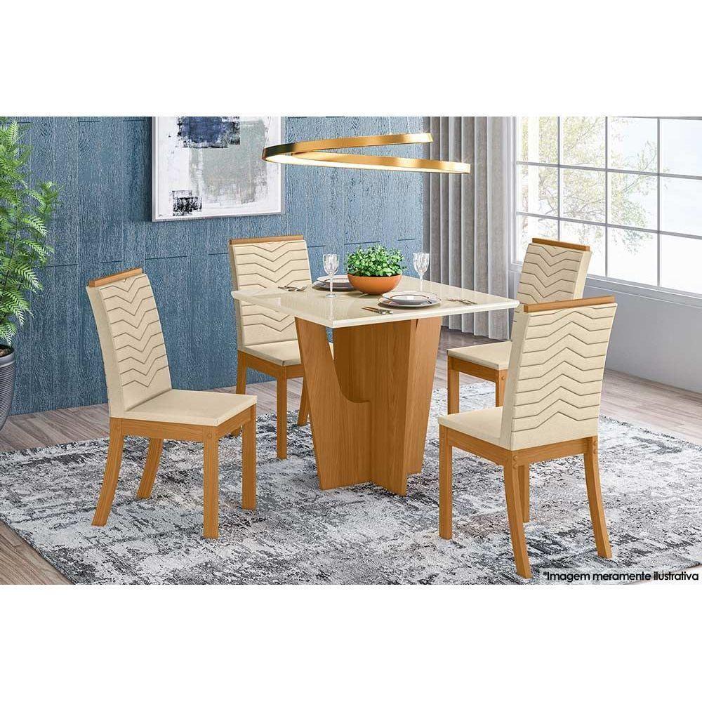 Mesa de Sala Jantar Vértice SC39 + Tampo Madeirado Reto 90x90cm Nature/Off White - Henn - 3