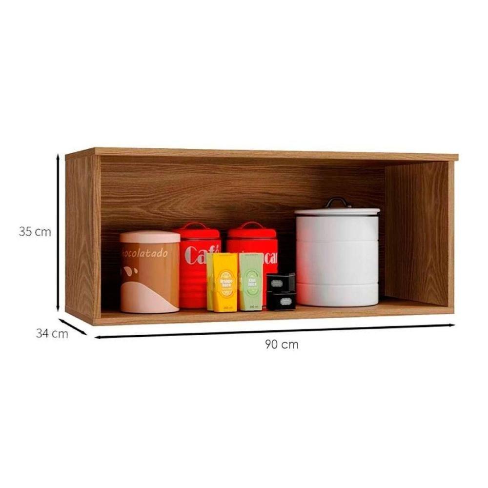 Armário Aéreo p/ Cozinha Botanic M638 c/ 1 Porta 90cm Nogueira - Kappesberg - 4