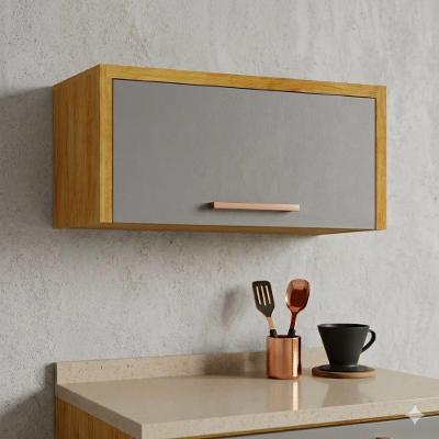 Armário Aéreo Nicho para Geladeira Dafne 1 Porta MDF 82cm Cinamomo Cinza Acetinado Mobilihouse