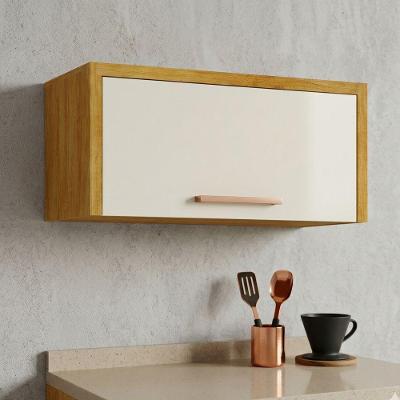 Armário Aéreo Nicho Dafne 1 Porta em MDF 82cm Cinamomo-off White Acetinado Mobilihouse