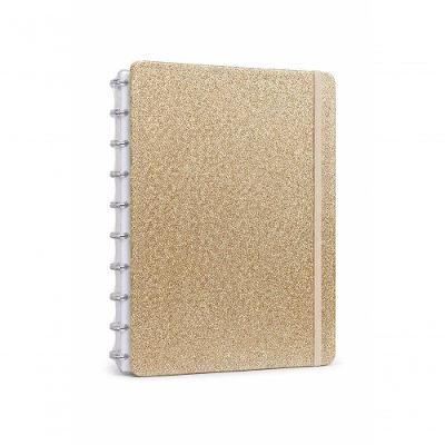 Caderno Planner Shine's Dourado Disco Reposicionável Grande 210x280mm 80 Folhas