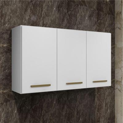 Armário Aéreo Etios 120cm 3 Portas Mdp Mdf de Bater Branco Kaiki Móveis