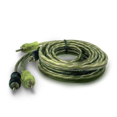Cabo Rca Injetado Series 200 Pro 4mm 3m para Som Automotivo Slim Verde Translúcido Technoise