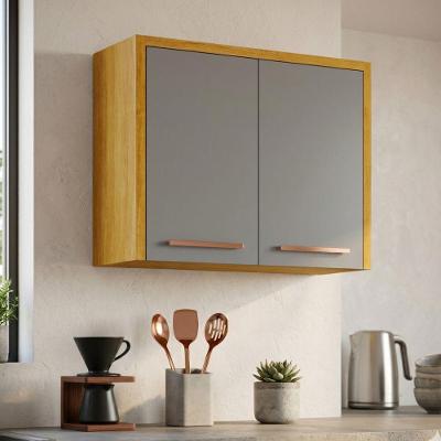 Armário Aéreo de Cozinha Dafne 2 Portas em MDF Cinamomo Cinza Acetinado Mobilihouse