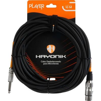 Cabo para Microfone Player XLR Fêmea P10 Macho 10m Preto Hayonik
