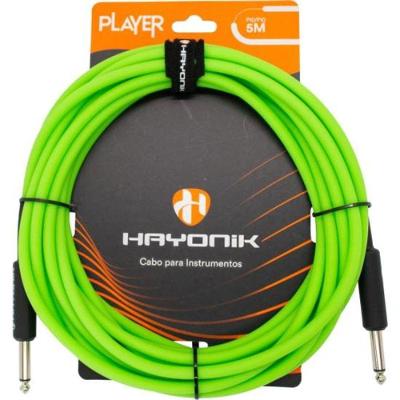 Cabo para Instrumento Player P10 X P10 5m Verde com Revestimento Pvc 6,0mm Hayonik