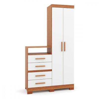 Armário Multiuso Primacy 2 Portas 3 Prateleiras MDF-MDP 102cm Freijo com Off White Batrol Móveis