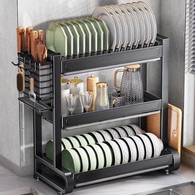 Escorredor de Louças 3 Andares Metal com Bandejas Coletoras Preta e Branca Top Rio Comercial