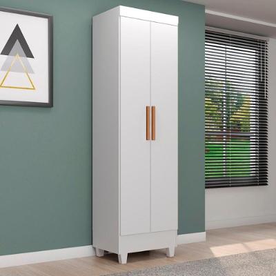 Armário Multiuso Lite 2 Portas 3 Prateleiras MDP 50cm Branco Brilho Móveis Leão