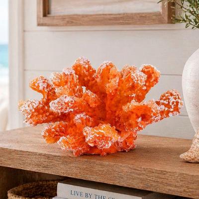 Coral Decorativo Artificial em Resina para Decoração Náutica de Ambientes Laranja 9cm X 14cm