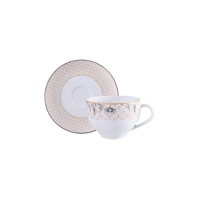 Conjunto Xícara e Pires de Chá Solaris em Porcelana Decorada 250ML 2 Peças Tramontina